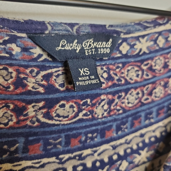 Lucky Brand Floral Woodblock Print Peasant Blouse - Picture 6 of 16